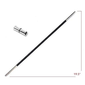 May include: A black magic wand with silver tips and a silver magnetic clasp. The wand is 19.5 inches long. The wand is a classic prop for magicians and illusionists.