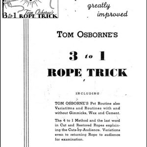 "TRUCO DE CUERDA 3 A 1" de Tom Osborne (1938) / Truco de magia con cuerda clásico