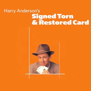 Harry Anderson's ondertekende GESCHEURDE & GERESTAUREERDE KAART / Klassieke kaartmagie-instructies