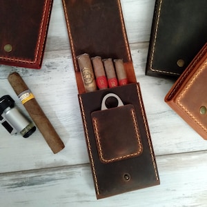 Rustic Leather Cigar Case Leather Cigar Box Leather Cigar Pouch Valentine's Day Gift