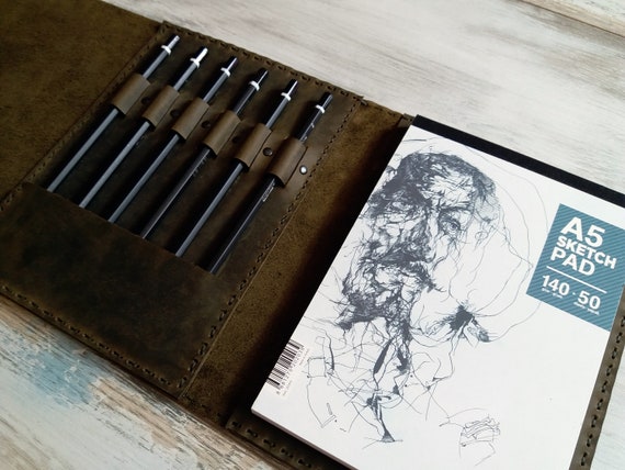 Express Shipping Green Leather A5 Sketchbook Cover Leather Etsy