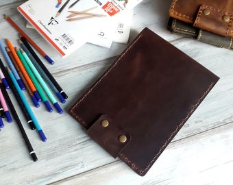 Brown Leather A5 Sketchbook Cover Leather Drawing Book Cover Leather Refillable Sketchbook Notebook Cover Journal Case