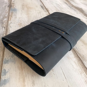 Navy Leather Book Cover Leather Journal Case Journal Cover Bible cover Leather A5 Book Cover Leather Notebook