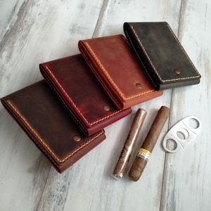 Portasigari in pelle rustica Scatola per sigari in pelle Sacchetto per sigari in pelle Regalo di San Valentino