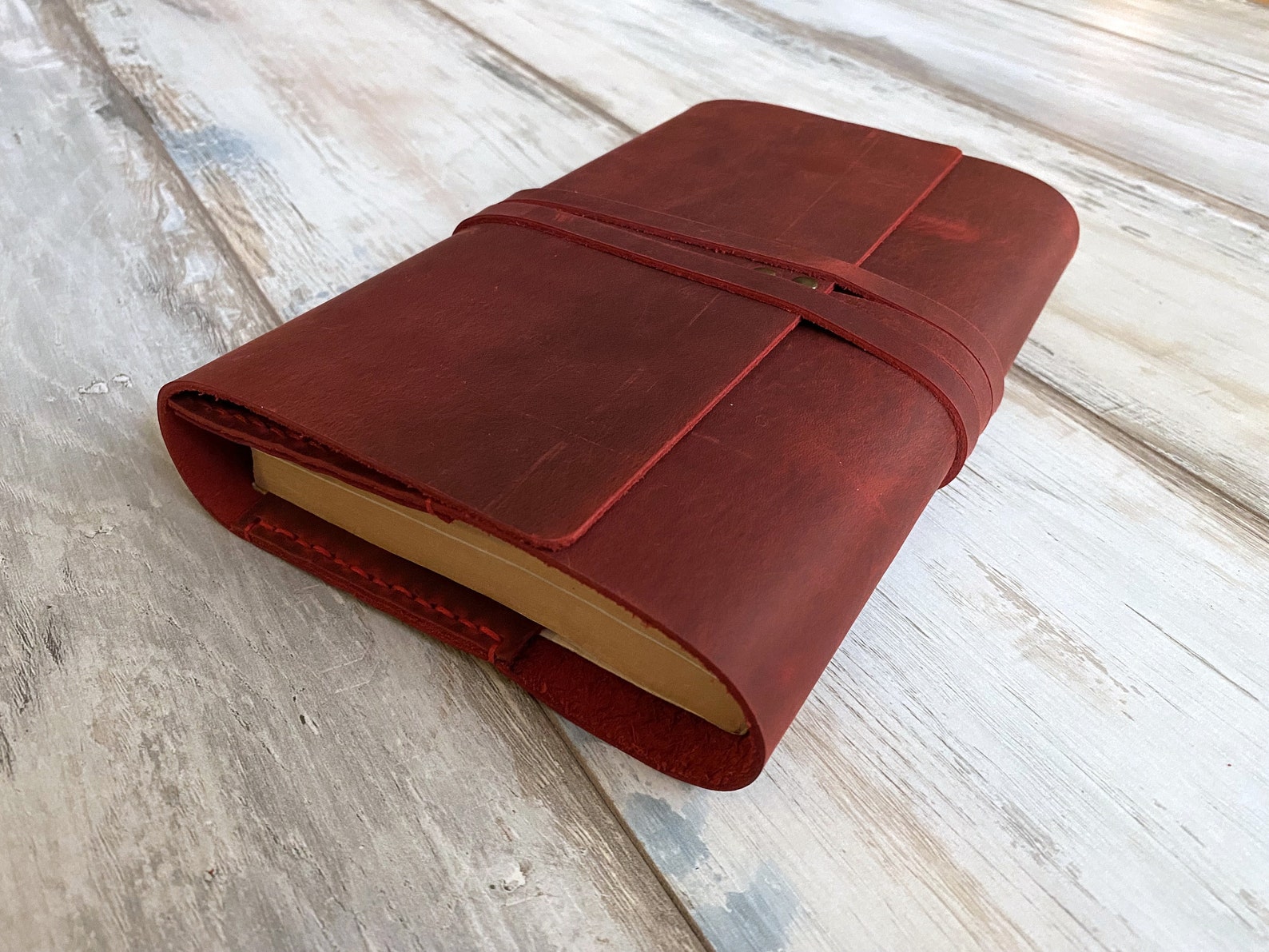 Rustic Leather Book Cover Leather Journal Case Journal Cover Etsy
