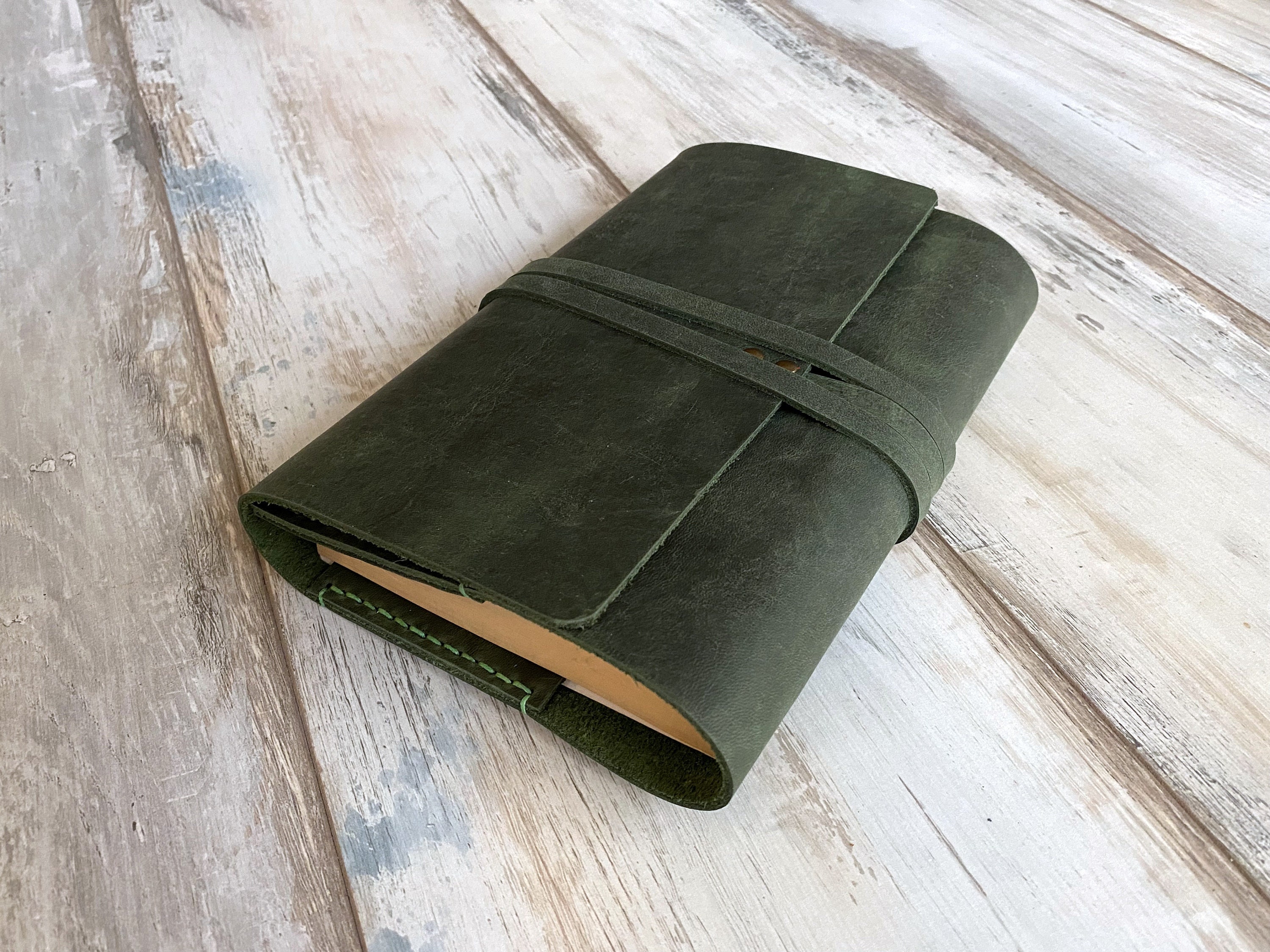 Green Leather Sketchbook Cover A5 Sketchbook with pencils Artist