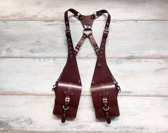 Brown Leather Holster Bag Real Leather Shoulder Bag Leather Festival Bag Chest Bag Leather Mens Harness Bag Leather Motorcycle Bag Vest