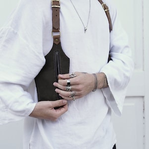 Bolso de cuero verde tipo pistolera, bolso de hombro de cuero marrón, bolso de cuero para festivales, bolso de cuero con doble pistolera, bolso de cuero tipo arnés, chaleco de cuero