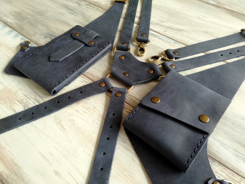 Leather Holster Bag Navy Leather Shoulder Bag Leather Festival Bag Burning man Double Holster Leather Hipster Bag Valentine/'s Day Gift