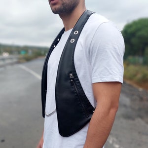 Sac gilet en cuir véritable gilet en cuir pour motard sac à bandoulière sac de festival en cuir gilet en cuir pour homme sac de moto gilet sac de voyage