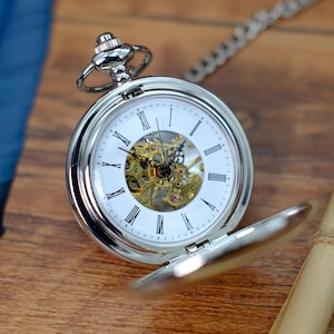 CUSTOM Engraved Double cover Mechanical Pocket Watch, PERSONALIZED Pocketwatch Watch, Steampunk Pocket Watch Laser Engraved