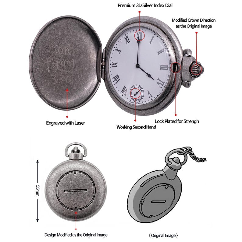 Official Licensed Fullmetal Alchemist Edward Elric Cosplay(costume) Pocket Watch Made in Korea - Antique Plate Ver. FREE Gift Event image 5