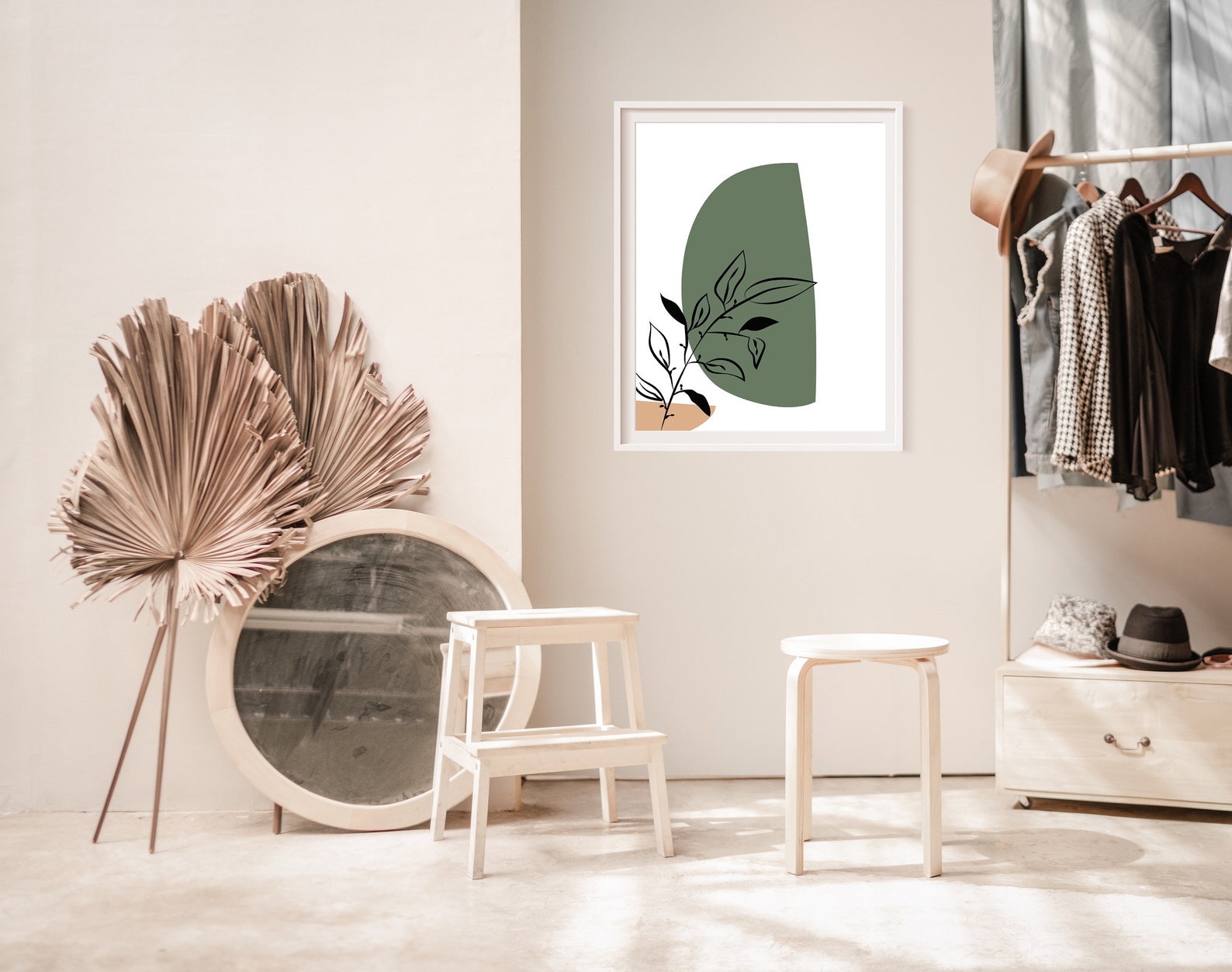 Boho green Art Set of 2 Prints Boho sage green Wall Art Etsy