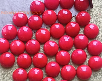Synthetic Red Coral Round Cabochon 5mm-25mm Loose Gemstone Quality Stone For Jewelry