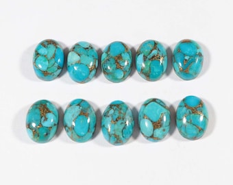 Cabujón ovalado de turquesa azul cobriza natural de 5 x 7 mm (20 x 25 mm), piedra preciosa suelta.
