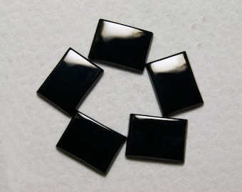 Natural Black Onyx Rectangle Bothside Flatback 8x10mm 20x25mm Loose Gemstone