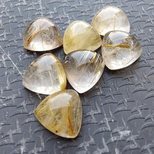 Natural Golden Rutile Trillion Cabochon 6mm To 15mm Loose Gemstone