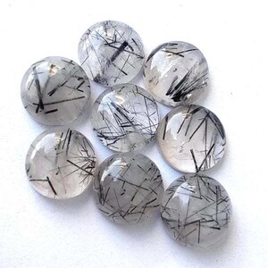 Top Quality Natural Black Rutile Calibrated Loose Round Cabochon For Jewelry Designing Gemstone Sizes 6,7,8,9,10,11,12,13,14,15mm