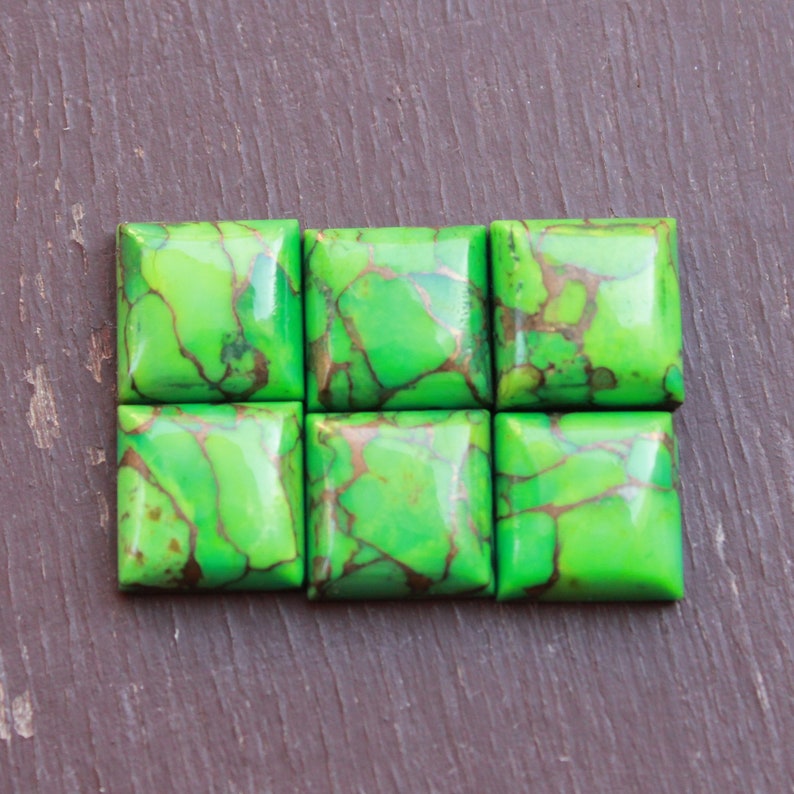 Natural Green Copper Turquoise Square Cabochon 5mm to 20mm Loose Gemstone 5mm 6mm 7mm 8mm 9mm 10mm 12mm 15mm 16mm 17mm 18mm 20mm