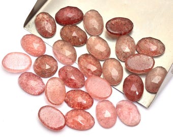 Natural Pink Strawberry Quartz Oval Rose Cut 6x8mm 20x25mm Loose Gemstone