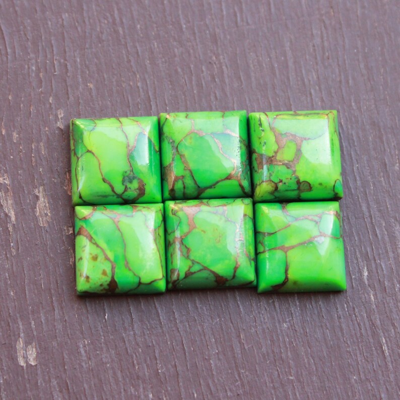 Natural Green Copper Turquoise Square Cabochon 5mm to 20mm Loose Gemstone 5mm 6mm 7mm 8mm 9mm 10mm 12mm 15mm 16mm 17mm 18mm 20mm