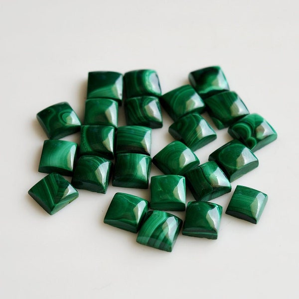 15 pièces cabochon carré en malachite naturelle 6x6 mm en gros pierres précieuses en vrac/perles de malachite verte/pierres précieuses pour bagues et bijoux