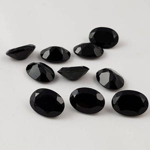 Natural Black Onyx Oval Faceted Cut Calibrated Loose Gemstone 6x8,7x9,8x10,9x11,10x12,10x14,12x16,13x18,15x20,16x22,18x25,20x25mm