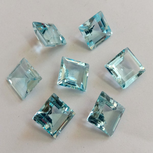 Natural Sky Blue Topaz Square Faceted Cut 5mm To 12mm Wholesale Loose Gemstone