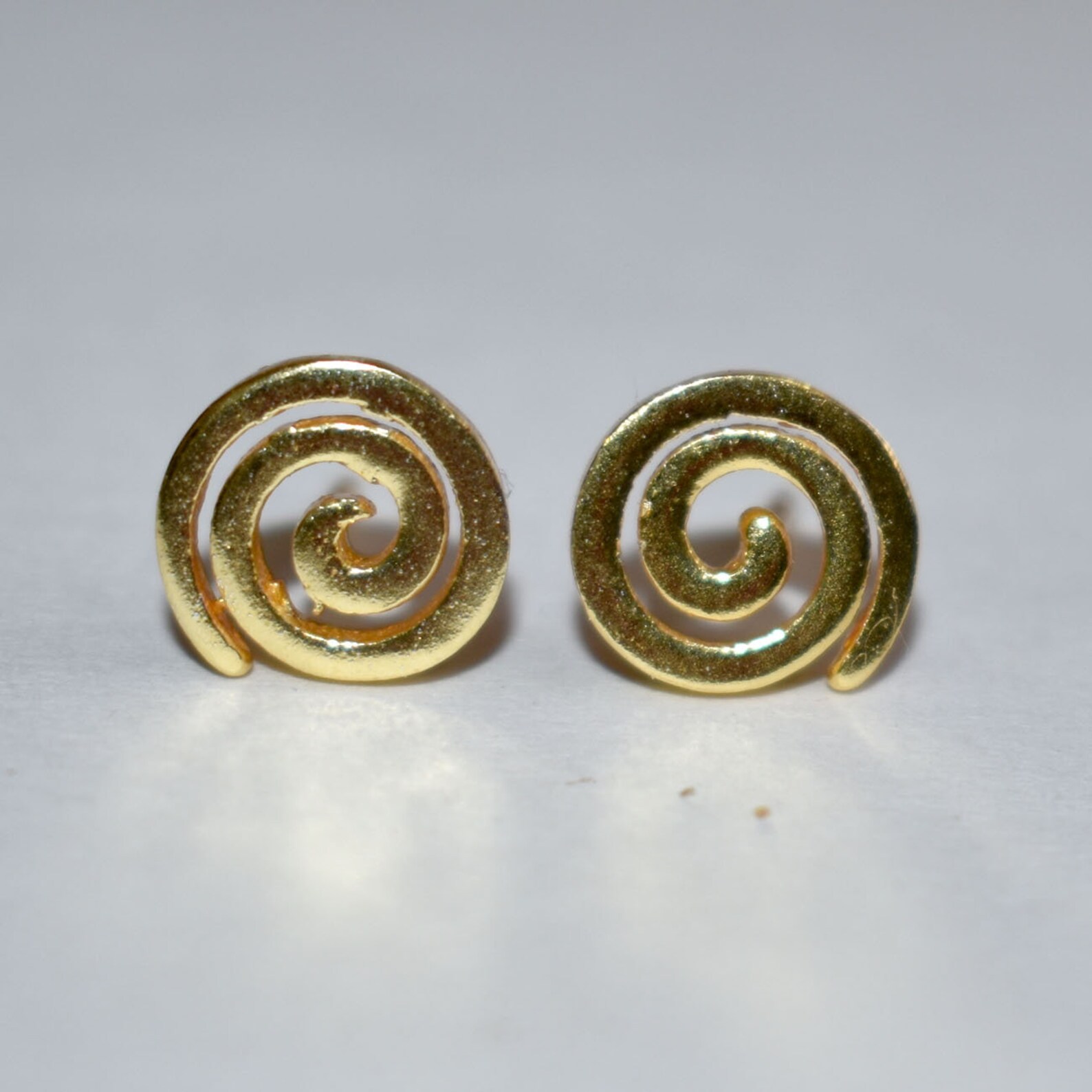 Spiral Brass Studs Gold Spiral Brass Earring Minimalist Etsy