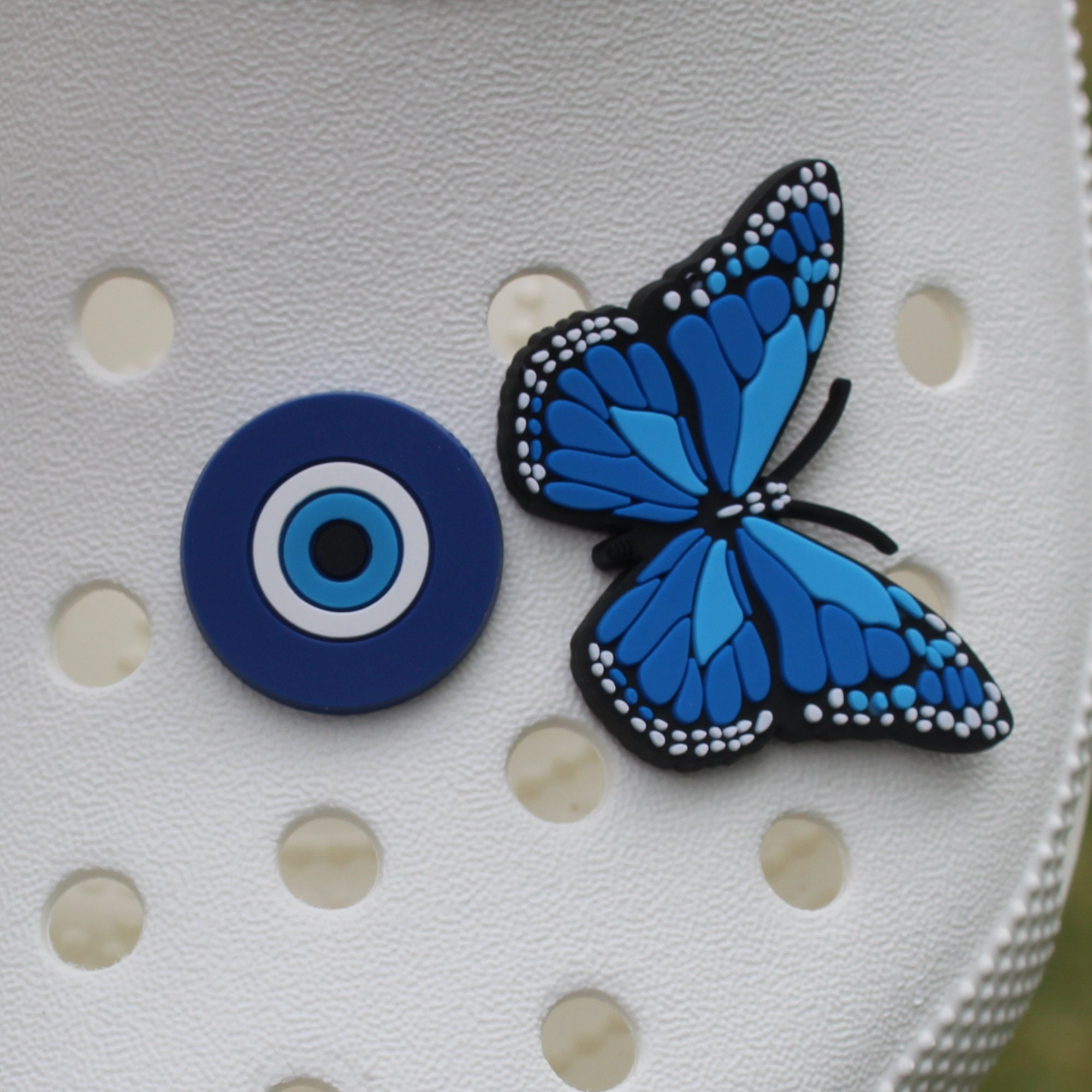 Butterfly and evil eye  Set, Blue Butterfly with evil eye charm set ,