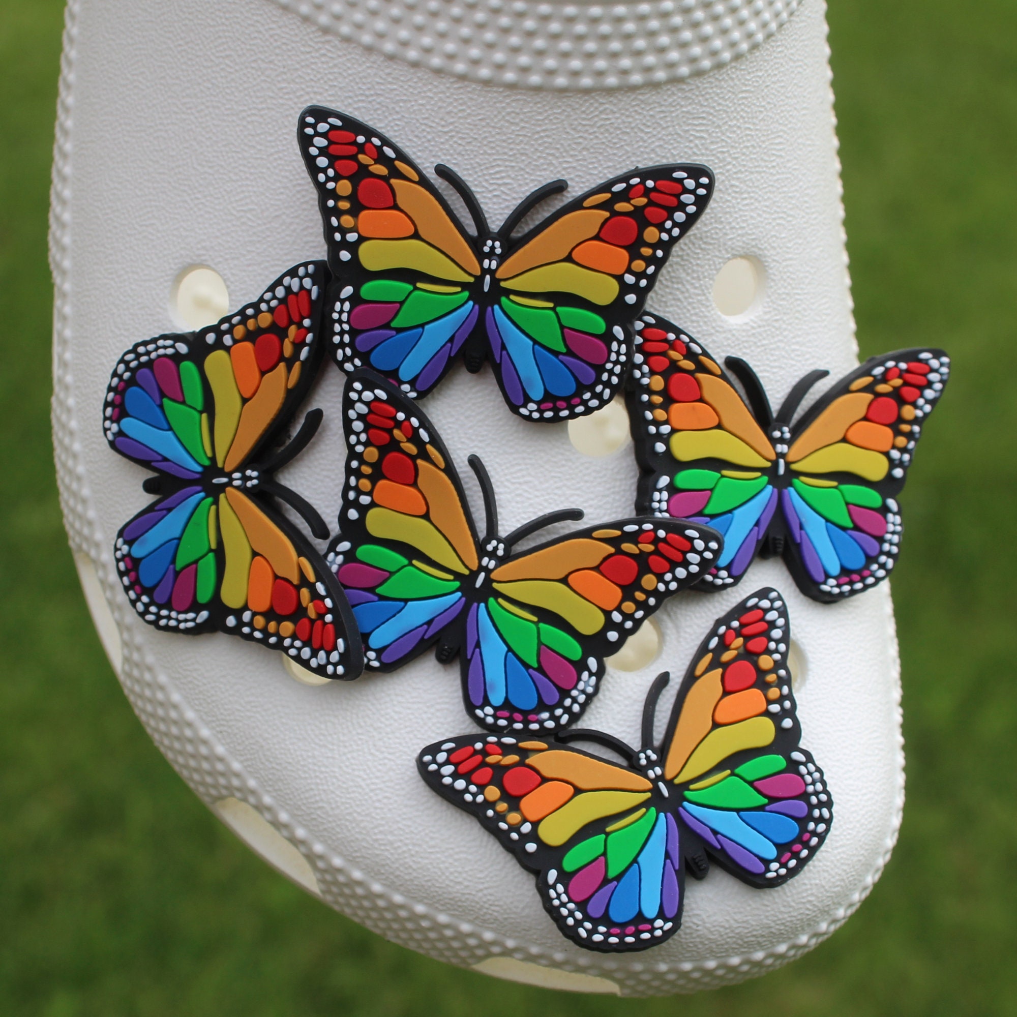 butterfly show charm, trendy Shoe Charms Set, rainbow butterfly charm…