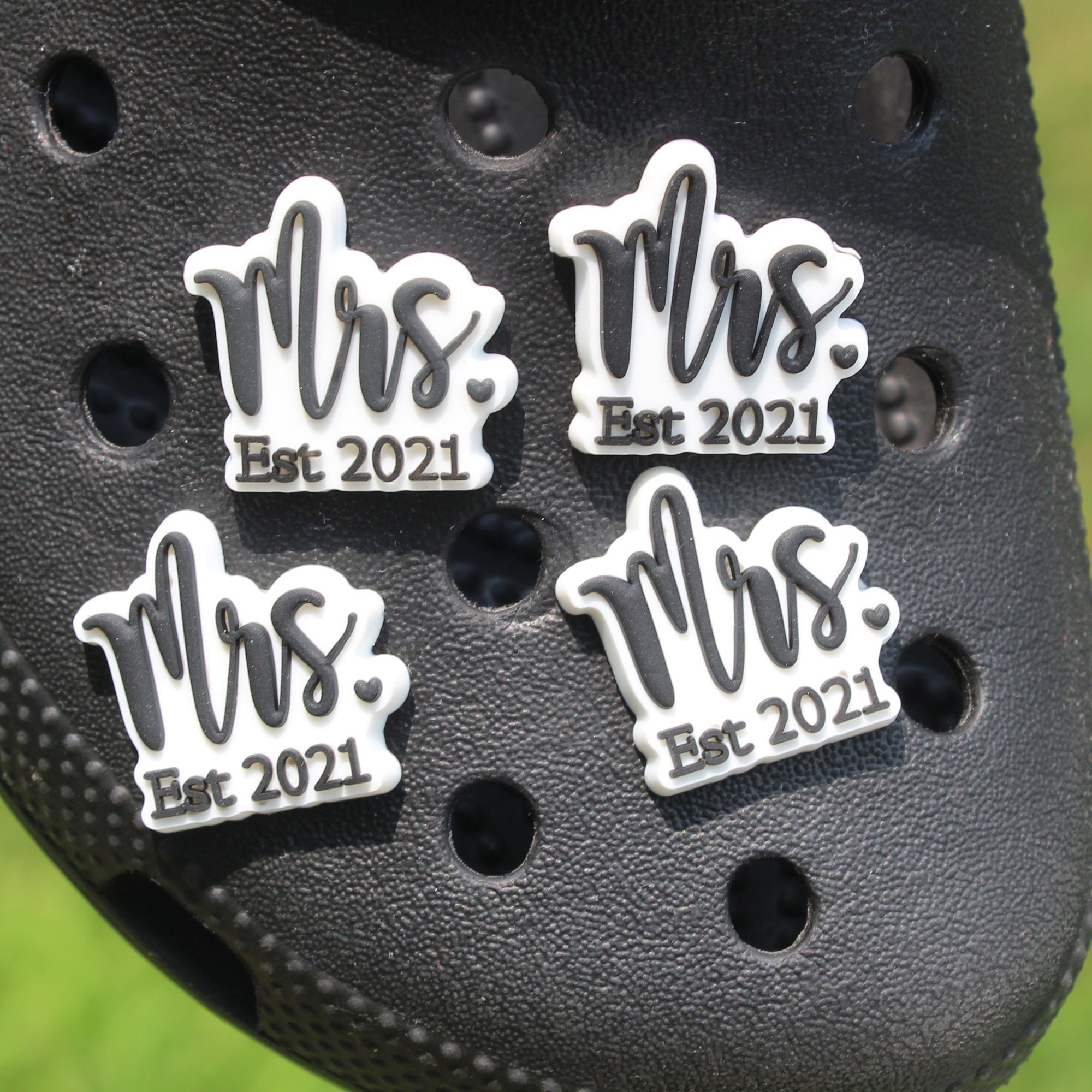 Wedding croc charms set , Bride croc charms, newly married shoe charm…