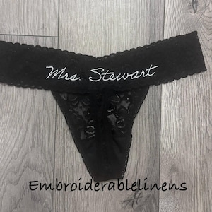 Personalized Mrs. Embroidered Lace Thong – Bridal Lingerie Gift