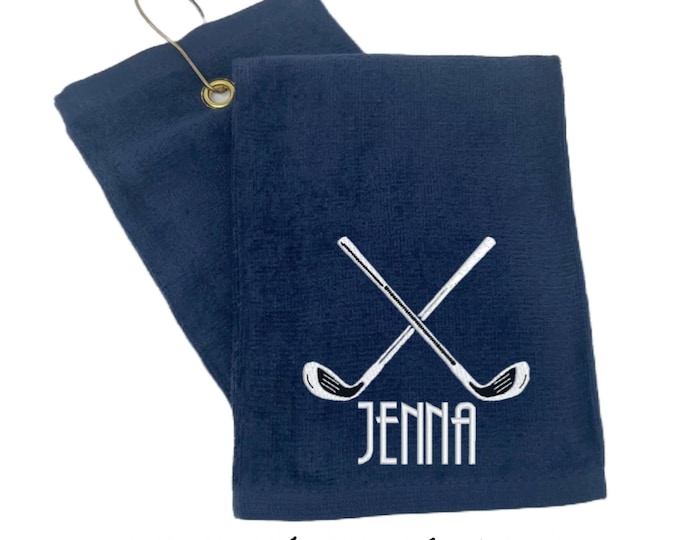 Best Seller Personalized Plush Golf Towel- Choose Your Font for Monogram Choose Your Initials or Name and a Thread Color Great Golfer Gift