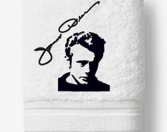 James Dean- Embroidered Towel (set) 100% Cotton, in your choice of Color Towel and Embroidery Thread Color. Great for Gifting!