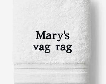 Personalized vag rag- Custom Embroidered Hand Towel in your choice of Color Towel and  Embroidery Thread Color. Personalize it! Add a Name!