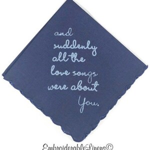 Embroidered Love Poem Handkerchief, Personalized Wedding Gift