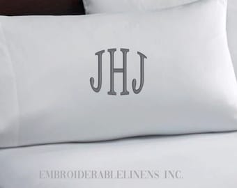 Personalized Monogrammed Pillowcase, Embroidered In Your Choice of Thread/Font. Sophisticated and Classy, Soft Cotton, Personalized Pillow