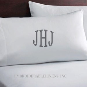Personalized Embroidered Monogram Pillowcase, Soft Cotton, Custom Font