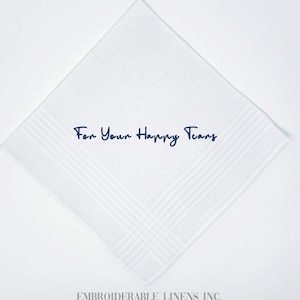 Embroidered Wedding Handkerchief – "For Your Happy Tears" Keepsake Gift
