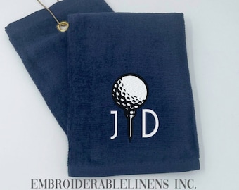 Personalized Navy Golf Towel- You Choose Your Font for Monogram You choose your initials or Name You Choose a Thread Color Plush & Soft.