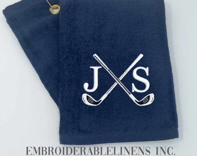 Featured listing image: Custom Plush Golf Towel- You Choose Your Font for Monogram You choose your initials or Name You Choose a Thread Color Personalized Golf Gift