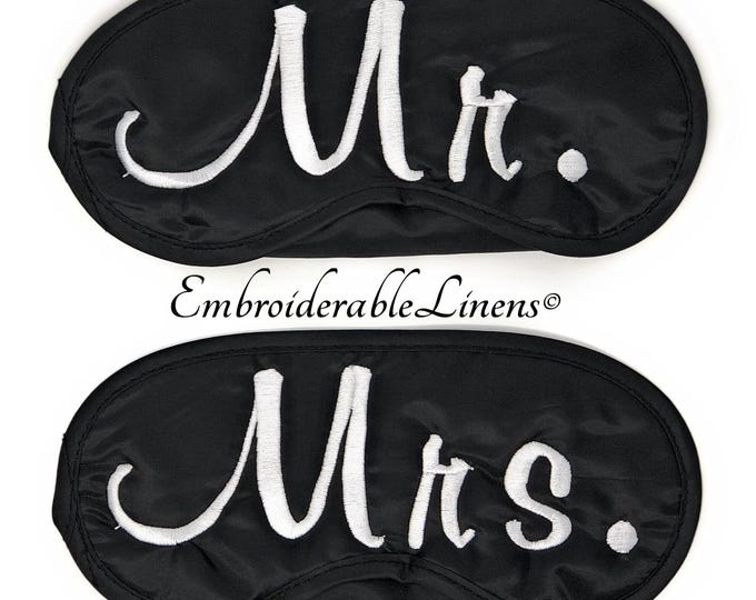 Mr. & Mrs. Sleep Mask Set, The Perfect Wedding - Honeymoon Gift. Ready To Ship Next Day!