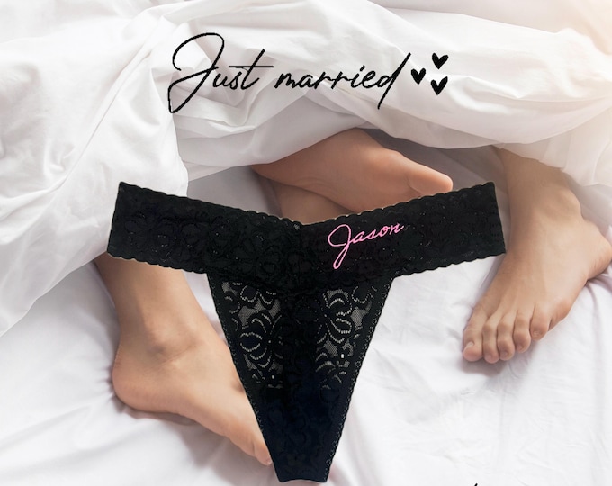 Personalized Bride Thong- Bridal Lingerie- Mrs Panty- Bachelorette Thong- Mrs Thong- Custom Panties- Embroidered Thong- Bride Underwear!