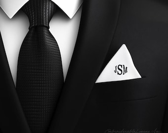 Best Seller-Groom/Wedding Cotton Pocket Square Monogrammed-Everyday wear 100% Cotton. Great Gift for Church, Events, Work. Ships Next Day!