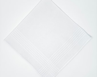 Blank Cotton Handkerchief- Great for Embroidery! Classic White 100% Cotton Handkerchief. Ready to ship! Mens Handkerchief- Handkerchief Gift