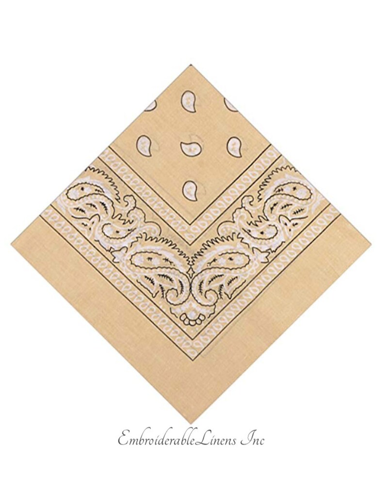 Bandana Custom Embroidered With Up To 3 Words- 100/% Cotton By EmbroiderableLinens Inc Embroidered In Your Choice Of Color