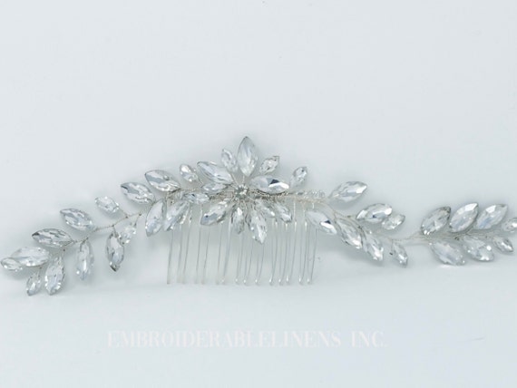Silver Rhinestone Wedding Hair Comb – Crystal Flower Bridal  display picture 3