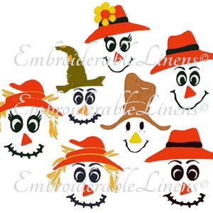 Pumpkin Faces- Embroidery Pack- Set Of 7 Individual Faces- Instant Download