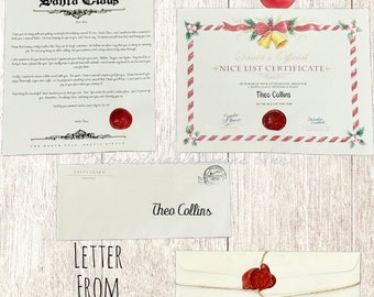 Lettre personnalisée du père Noël - Certificat de belle liste scellé, cadeau de Noël